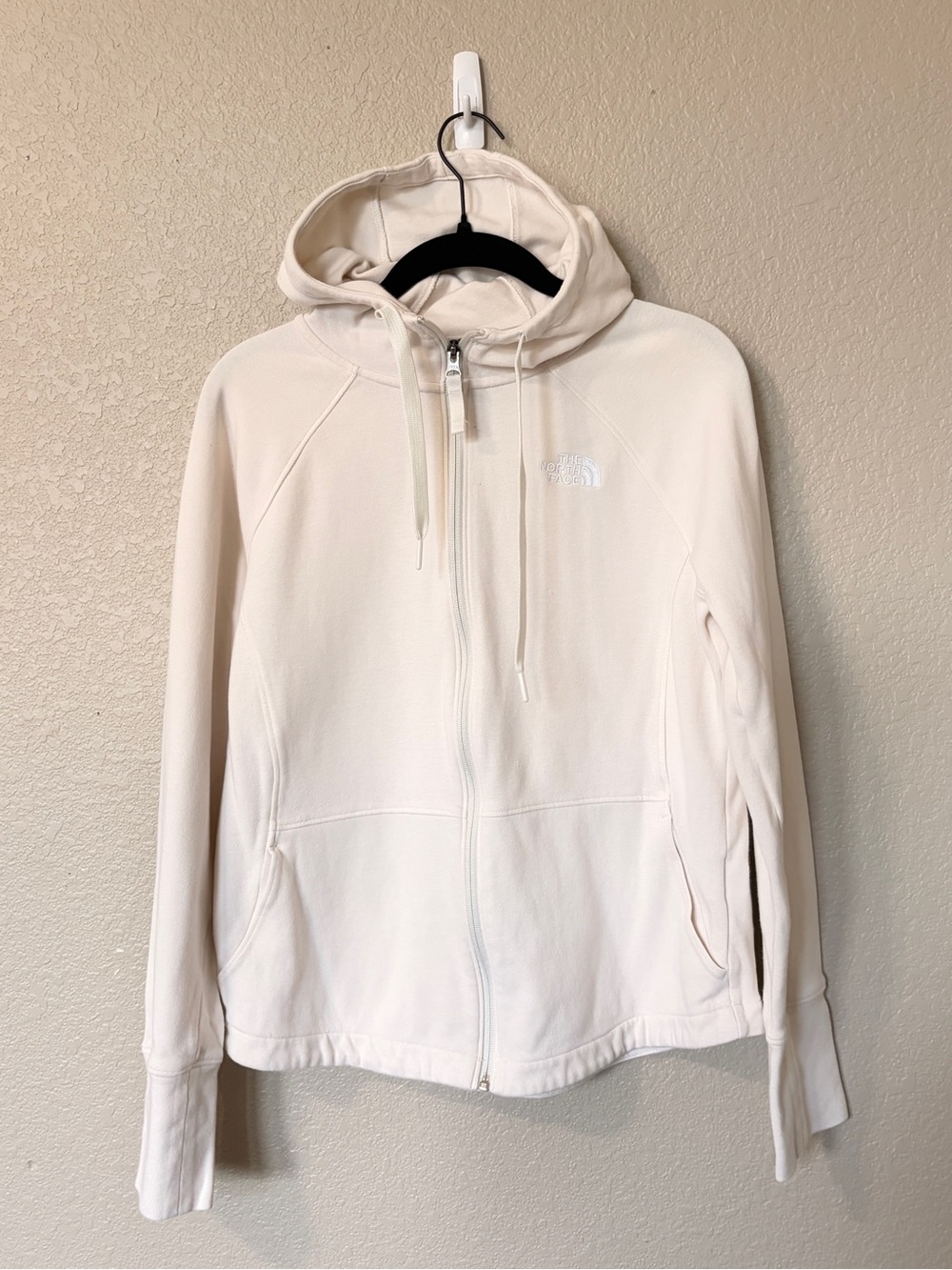 The North Face Canyonlands Hoodie Women L Ivory Pockets Fleece Lined Zip-Up NWT